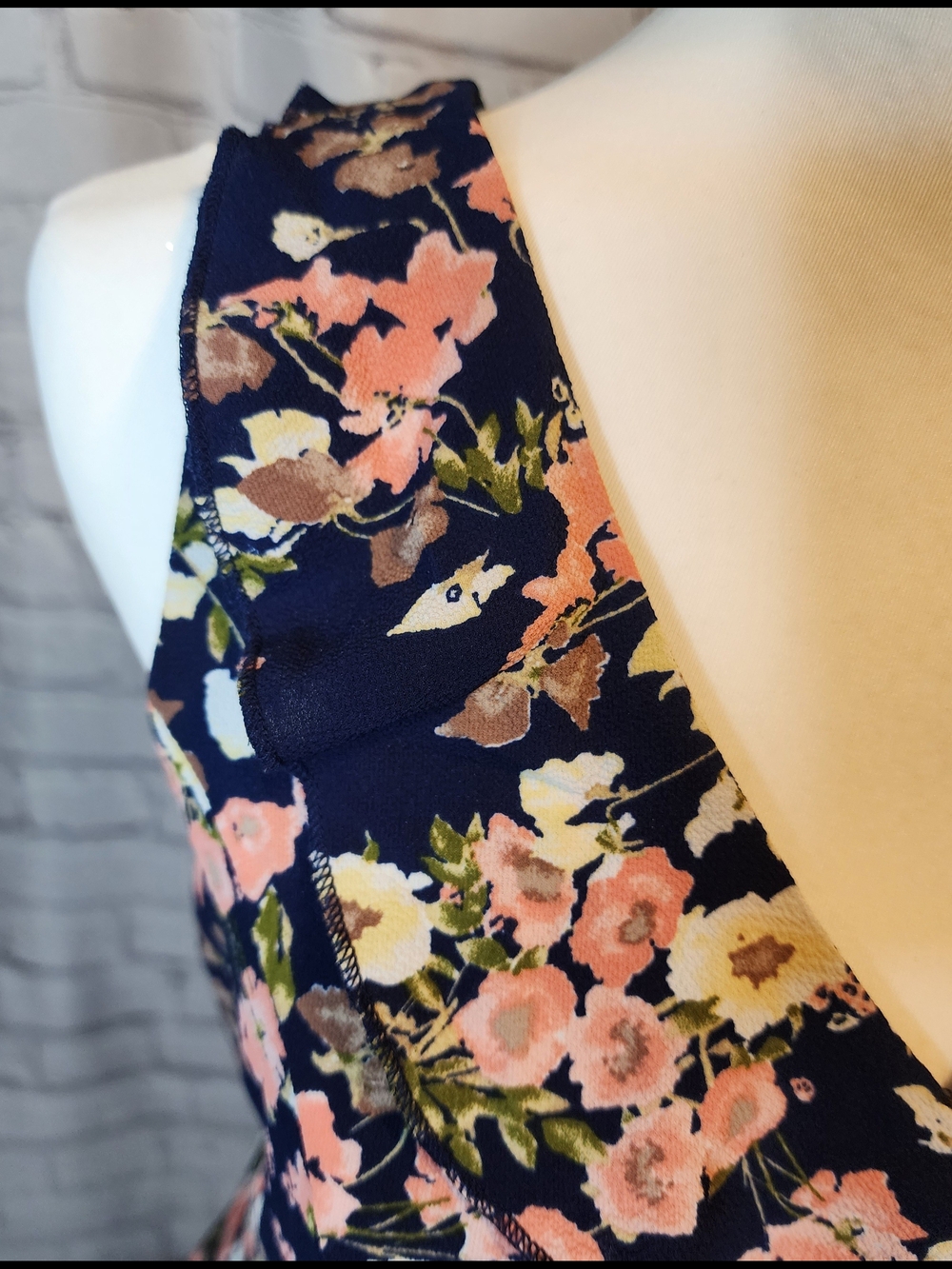 Teeze Me Navy Floral V-Neck Ruffle Midi Dress - Picture 5 of 5